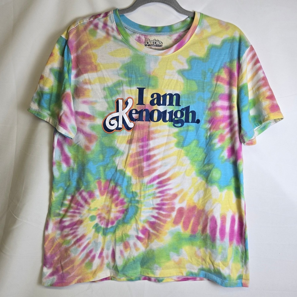 Barbie The Movie I Am Kenough. Tie-Dye T-Shirt Short Sleeves Multicolor Large
